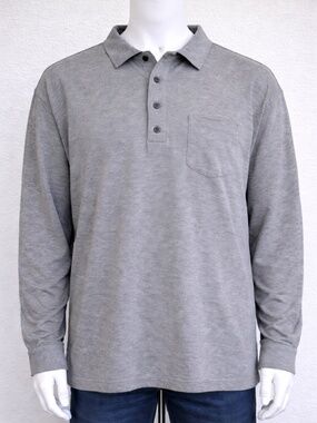 Polo Ralph Lauren Gray Long Sleeve Polo Shirt XXL Pocket 4-Button Casual